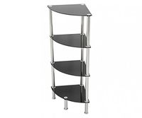 AVF S64-A Corner 4 Tier Shelving Unit in Black Glass & Chrome