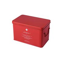 GJ-yh Iron Red Small and Large Medicine Box with Handles Household Double-Layer Large-Capacity Medical Emergency Medicine Household Storage Box First Aid Kit (Size : S)