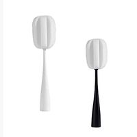 ISKYBOB 2 Pieces Long Handle Sponge Cleaner Brush Bottle Glass Cup Washing Kitchen Cleaning Tools, Black + White