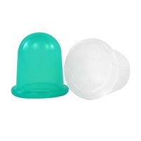 2 Cup Medium Green and Transparent Silicone Chinese Cupping Therapy Set for Body by X-Value