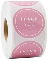 PAPERLILY Thank You Stickers - 1.5" | 500 Pink Labels Per Roll