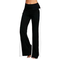 Kiyotoo Women Comfy Palazzo Pants Casual High Waist Drawstring Contrast Color Bell Bottoms Flare Trousers Wide Leg Yoga Pants Black