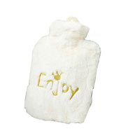 White Cute Hot Water Bottle with Soft Flannel Cover Portable 27 * 15.5cm