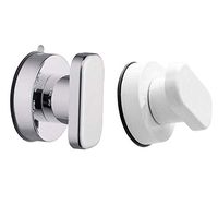 Fityle Home Hotel Bathroom Shower Toilet Suction Cup Glass Mirror Door Pull Knobs Handle White Silver(2 Pack)