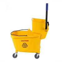 Samger Samger Commercial Mop Bucket Side Press Cleaning Wringer Trolley 33 Quart Yellow