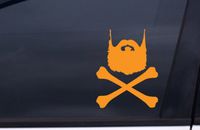Beard & Crossbones - Orange Decal - 5" tall decal laptop tablet skateboard car windows sticke