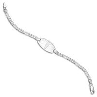 Medical ID Bracelet with Figaro Chain Sterling Silver