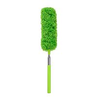NIHAI Telescopic Feather Duster, Retractable Microfiber Duster, Extend Up to 75cm, Removed and Washed Brush for Home and Office Compact Storage (Green)