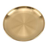 Yunzee Round Gold Tray Stainless Steel Jewelry Make up Candle Plate Decorative Tray,size 3