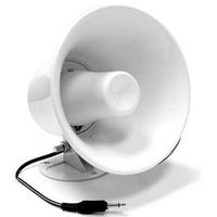 Pro Trucker 5" 12 Watt Waterproof PA Horn Speaker with 10' Cord and 3.5 mm Plug (White)