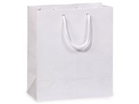 Gloss Laminated Gift Bags - White Gloss Gift Bags Cub Mini Pk 8x4x10" (5 Packs; 10 Bags Per Pack) - Wraps-GTCMWH