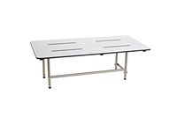 Seachrome Wall Mounted Bench Style Shower Seat, Swing Down Legs, 48-Inch x 24-Inch, Solid White Phenolic Top