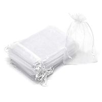 Dealglad 50pcs Drawstring Organza Jewelry Candy Pouch Christmas Wedding Party Favor Gift Bags (3.5x4.5", White)