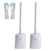 2 Pack Toilet Brush with Holder - Soft Silicone Toilet Bowl Brush - Efficient Toilet Cleaner Brush