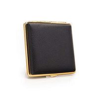 Jingfengtongxun Cigarette Box 20 Sticks, Portable Simple Retro Cigarette Case Creative Retro Copper, Copper + Leather Material, Size 9.8 9.3 1.95 cm, Black,Comfortable