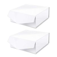 MALICPLUS 2 Packs Extra Large Gift Boxes 12x12x5 Inches, Gift Boxes with Lids,Bridesmaid Proposal Boxes, Sturdy Boxes, Storage Boxes Collapsible Magnetic Closure Gift Boxes (Embossing Glossy White)