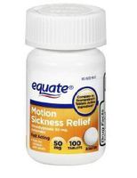 Equate Motion Sickness Anti Vomiting/Nausea Tablets 50 Mg 100 Tablets - 2 Pack - 200 Total Tabs (Compare to Dramamine)