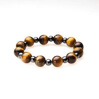 Tiger Eye & Black Magnetic Therapy Stretch Bracelet (Size Small - 7")