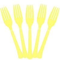 Extra Heavy Weight Plastic Forks | 20ct (Light Yellow)