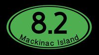 Home Grown Claremore Mackinac Island 8.2 Miles - Vinyl Sticker Decal - 5.5" Width X 2.8" Height | Green HGC1097