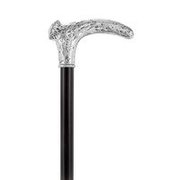 Sterling Silver Stag Horn Replica Walking Cane with Black Beechwood Shaft and Collar