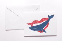 Blue Whale & Rope Heart Stationery Note Card Set