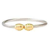 Divoti Stainless Steel Cable Magnetic Bracelet High Performance Pain Therapy by High Power SmCo Magnets w/ 2-Tone PVD Gold Plating- 65