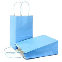AZOWA Gift Bags Small Kraft Paper Bags with Handles (8 x 6 x 3 in, Light Blue, 25 Pcs)