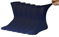 6 Pairs of Small Size Diabetic Neuropathy Crew Socks (9-11, Navy)