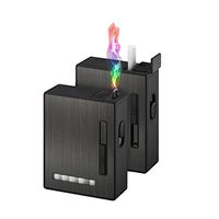 Cigarette Case with Charged Lighter Light and Portable,Hard Cigarette Box Could Hold Full Pack Cigarettes (Grey Arc)
