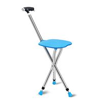 Walking Stick Aluminum Alloy Cane Chair for Adults Walking Seat Massage Cane Chair Folding Seat LED Light Duty High and Low Adjustable with Non-Slip Base Max 100kg