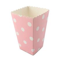 IPALMAY Small Cardboard Popcorn Boxes Pack of 36 - Birthday Favor Box - Buffet Boxes - Snack Boxes for Baby Shower Birthday Party, Pink and White Polka Dot