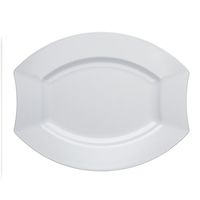 Party Essentials 20 Count Hard Plastic 10.5" Royalty Dinnerware Oval Dinner Plates, White