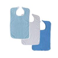 3 Terry Adult Bib with Hook and Loop Closure (Blue, White, Royal)