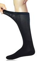 Yomandamor 3 Pairs Mens Cotton Diabetic Over the Calf Dress Socks with Seamless Toe Size 10-13