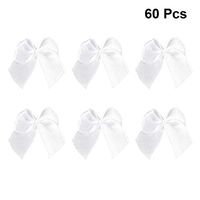 Garneck 60pcs Ribbon Bows, Handmade Hair Bows Accessories for Girls,Bowknot Flower DIY Craft for Gift Wedding Chirstmas Festival Decoration(White)