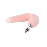 Escolourful Stainless Steel Amal Plug with Fluffy Faux Fox Tail Metal B-útt Plug for Couples Women Beginners