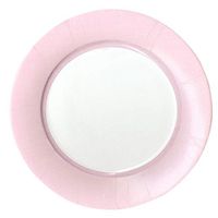 Caspari Linen Border Paper Dinner Plates in Petal Pink - Pack of 8