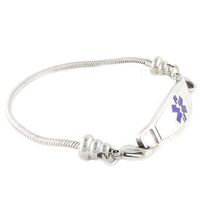 Women's Medical Alert ID Bracelet - Beaded Pan-Dorra Type, Custom Engraving Included - Purple, Size 8.75