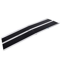 Goujxcy Wheelchair Ramp,8 FT Two-Section Non-Skid Folding Lightweight Aluminum Alloy Mobility Ramps