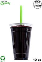 Clear Plastic Disposable Cups with Lids and Smoothie Straws 200 count - 10 oz (ounces) Clear PET Cup for Smoothies, Protein Shakes, Bubble Tea, Iced Coffee, Boba, Fresh Juice, Meal Prep, Party Cup