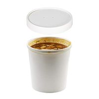 (Set of 200) 16 oz White Paper Soup Containers with Lids Combo Pack, Hot/Cold Disposable Pint Containers, Ice Cream/Frozen Yogurt Cups, Take Out/to-Go Deli Containers by Tezzorio