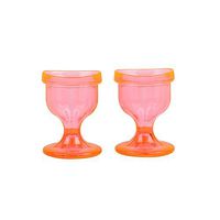 Colored Eye Wash Cups for Effective Eye Cleansing - with Storage Container - Eye Shaped Rim, Snug Fit (Set of 2) (Orange)