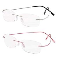 2 Pairs Rimless Reading Glasses Titanium Metal Lightweight Readers of Men Women +2.5