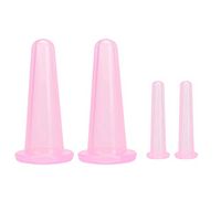 HEALLILY 4pcs Face Body Skincare Cupping Massage Cupping Silicone Facial Cups Anti Cellulite Vacuum Suction Cups Face Massager Pink