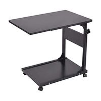Xesvk Industrial Side Table, Mobile Snack Table for Coffee Laptop Tablet, Adjustable Stand Portable Cart Tray Side Table Studying Desk US Stock (Black)