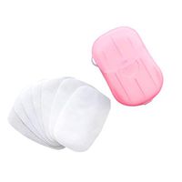 Jiusike 20Pcs Disposable Soap Paper Flakes Portable Hand Washing Cleaning Hand Bath Travel Scented Mini Slice Sheets for Kitchen Toilet Tablet Travel Carry Toilet Soap Paper (Pink)