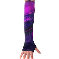 Sports Arm Sleeves Purple Waves UV Sun Protection Arm Sleeves with Thumb Holes Cooling Arm