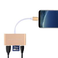Weather Resistant 5 in 1 Micro SD USB 3.0 USB 2.0 Micro USB Port to USB-C/Type-C OTG Combo Card Reader Adapter for Tablet, Smartphone, PC (Gold)