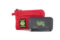 Dime Bags Rollies All-In-One Padded Pouch - Padded Bag w/Rolling Tray & Smell Proof Pocket (Red, 10-Inch)